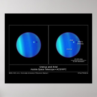Poster La planète Uranus et c'est Lune Ariel du Hubble