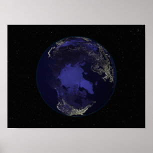 Poster La pleine terre la nuit montrant les lumières 5 d