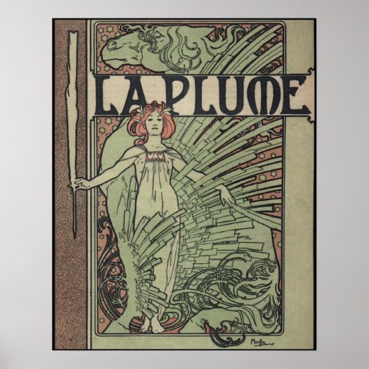 Poster La Plume 1898 Par Alfons Mucha (Devant)