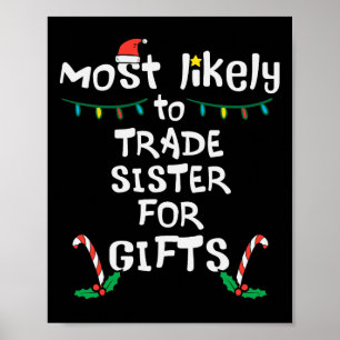 Poster La plupart aiment échanger sœur Noël Xmas Famille 