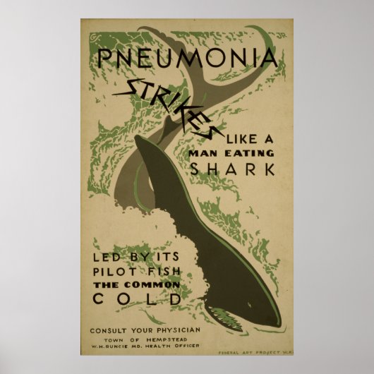 Poster La Pneumonie Grève Comme Un Homme Qui Mange Du Req (Devant)