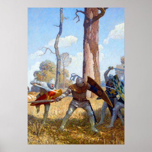 Poster La pose de sir Lamorak, vers 1922 par N.C. Wyeth (Devant)