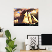 Poster La première course de la Coupe d'Amérique, 1870 (Bureau à domicile)