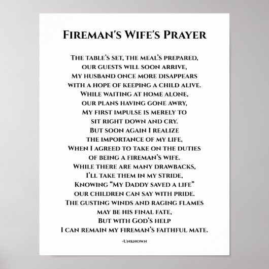Poster La prière de la femme de pompier (Devant)