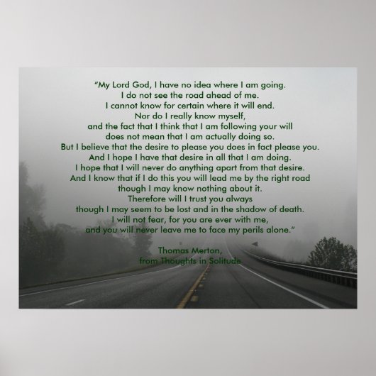 Poster La prière de Thomas Merton sur les pensées dans la (Devant)