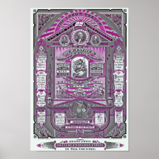 Poster La prière du Seigneur Gravure vintage (rose)