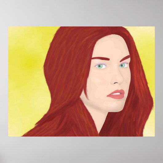 Poster La princesse de glace - Cheveux rouges, yeux verts (Devant)