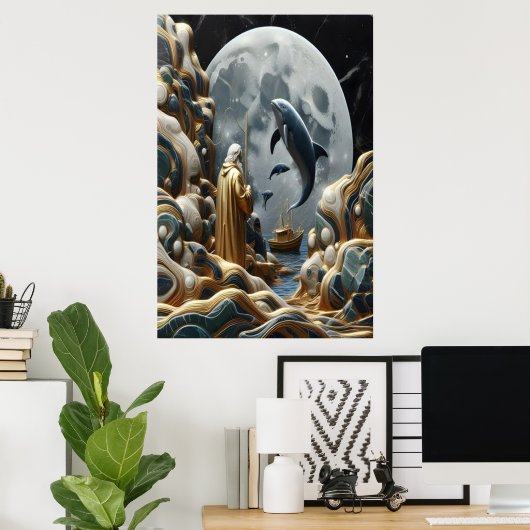 Poster La prise lunaire du pêcheur d'or (Bureau à domicile)