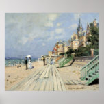 Poster La promenade à Trouville par Claude Monet<br><div class="desc">Le Boardwalk de Trouville (1870) de Claude Monet est un tableau d'art impressionniste vintage qui présente une plage dans une station balnéaire de Normandie, en France, par beau temps. À propos de l'artiste : Claude Monet (1840-1926) est un fondateur du mouvement de peinture impressionniste française, dont la plupart de ses...</div>