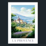 Poster La provence - France - illustration<br><div class="desc">La Provence est une région du sud-est de la France située à la frontière de l'Italie et au bord de la mer Méditerranée. Elle est réputée pour ses paysages variés, des Alpes du Sud et des plaines de Camargue aux vignobles vallonnés et aux oliveraies en passant par les forêts de...</div>
