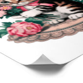 Poster La rage me consume chat fleur mignon chat mème (Coin)