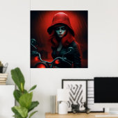 Poster La Rebelle en Chapeau Rouge (Bureau à domicile)