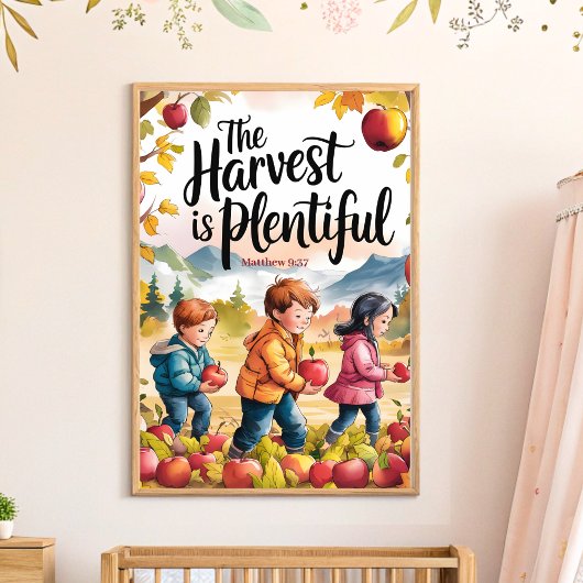 Poster La récolte est abondante Christian Nursery Art
