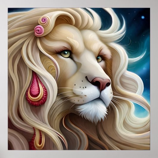 Poster La réflexion du lion : réfléchir à l'horizon avant (Devant)