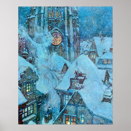 Poster La reine des neiges sur un Dulac nocturne d'hiver (Devant)
