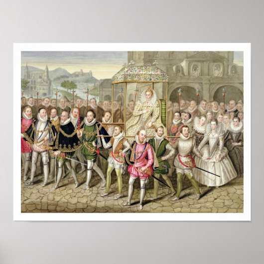 Poster La reine Elizabeth I en procession avec ses Courti (Devant)
