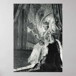 Poster La reine Elizabeth II portant la tenue de couronne