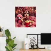 Poster La reine en couronne avec frites et alpaga (Bureau à domicile)