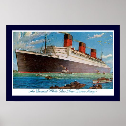 Poster La reine Mary de Cunard White Star Line (Devant)