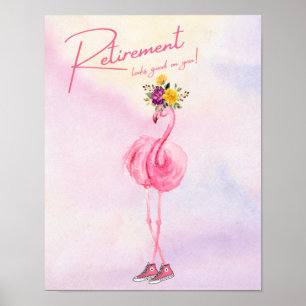 Poster La retraite te va bien ! Flamant rose en Basket
