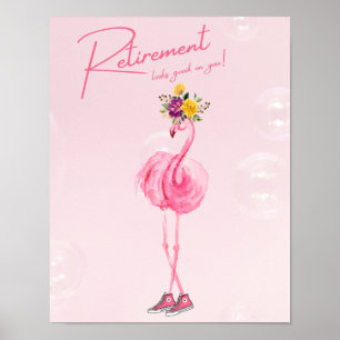 Poster La retraite te va bien ! Flamant rose en Basket