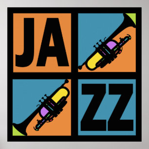 POSTER LA RÉTRO TROMPETTE DE JAZZ AJUSTE L'AFFICHE