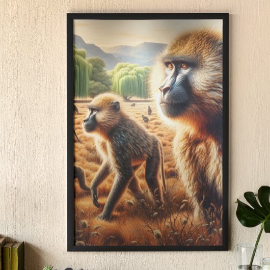 Poster La Réunion de la famille Baboon : un champ d'harmo