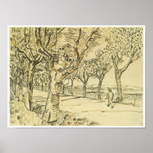 Poster La route de Tarascon avec un homme marcher, Van Go