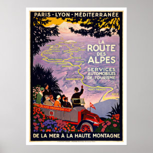 Poster La Route Des Alpes France Vintage Travel