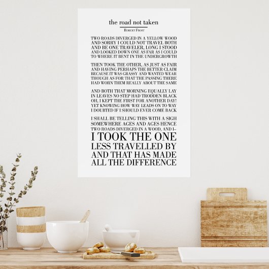 Poster La route non prise par Robert Frost (Cuisine)