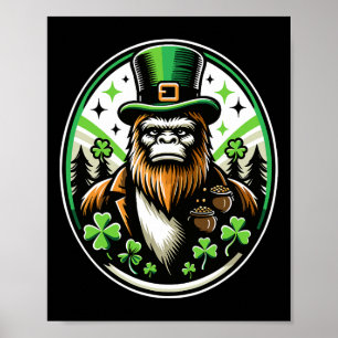 Poster La Saint-Patrick Bigfoot Leprechaun Sasquatch Iris