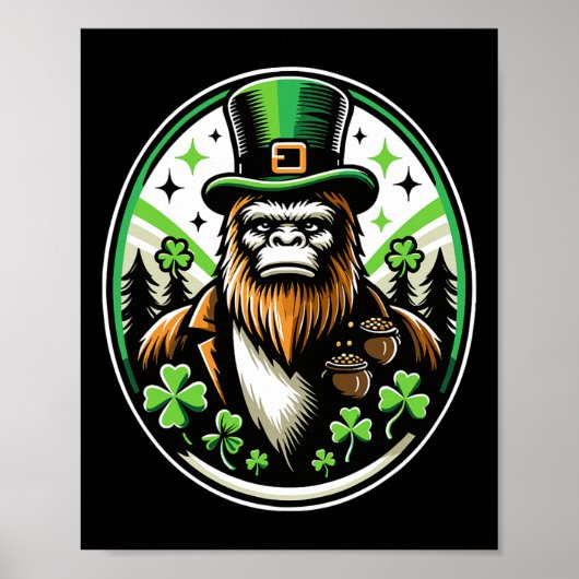 Poster La Saint-Patrick Bigfoot Leprechaun Sasquatch Iris (Devant)