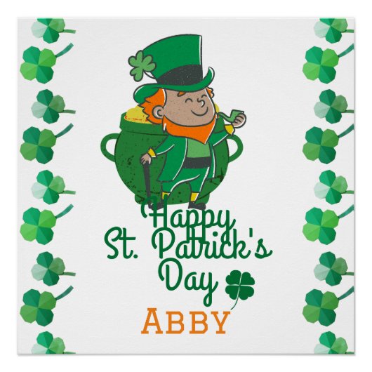 Poster La Saint-Patrick, Shamrock de la fête verte irland (Devant)