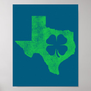 Poster La Saint-Patrick Tx Texas Shamrock Vert Irlandais