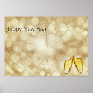 Poster La Saint-Sylvestre avec des verres de champagne