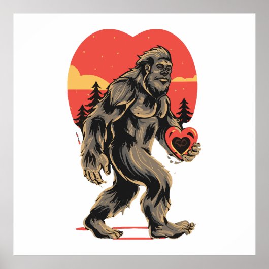 Poster la Saint-Valentin coeur de Bigfoot (Devant)