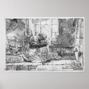 Poster La Sainte Famille avec un chat, 1654