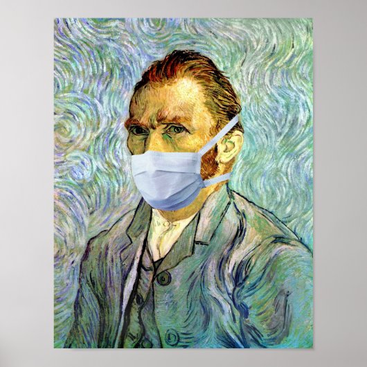 Poster La saison de la grippe Van Gogh avec masque (Devant)