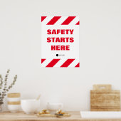 Poster La Sécurité Commence Ici Citation Rouge Blanc Au T (Cuisine)