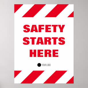 Poster La sécurité commence ici Citation rouge et blanc s