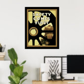 Poster La sécurité vient en premier ~ Sécurité Vintage (Bureau à domicile)