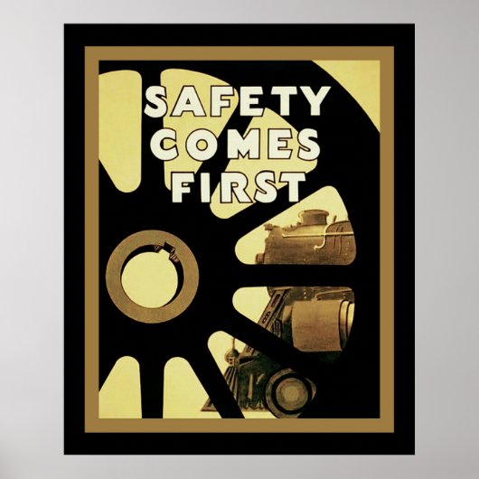 Poster La sécurité vient en premier ~ Sécurité Vintage (Devant)