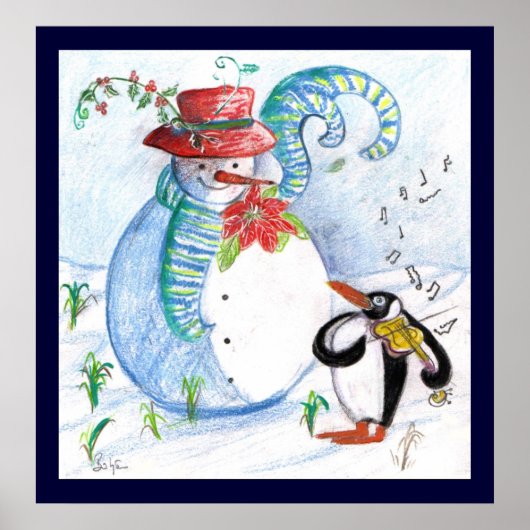 POSTER LA SÉRÉNADE HIVERNALE DE SNOWMAN ET PENGUIN (Devant)