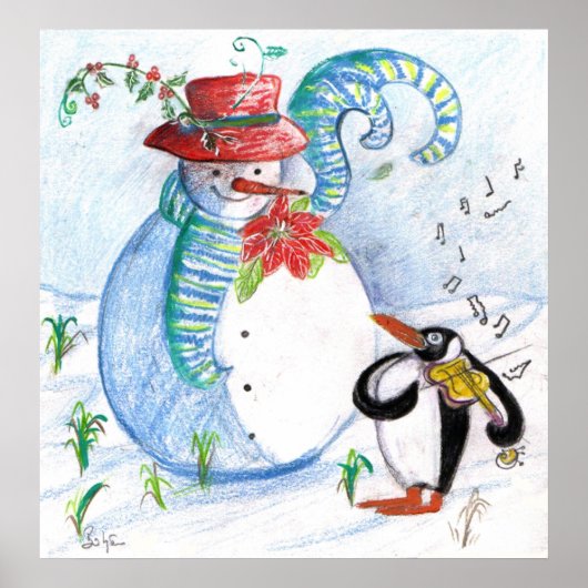 POSTER LA SÉRÉNADE HIVERNALE DE SNOWMAN ET PENGUIN (Devant)
