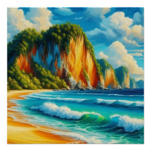 Poster La sérénité côtière falaises majestueuses et rivag
