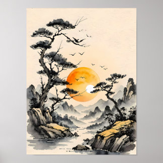 Poster La sérénité dans la nature : l'art paysager à la j