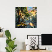Poster La sérénité paisible de la forêt à l'aube (Bureau à domicile)