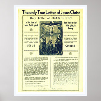 Poster La Seule véritable Lettre de Jésus-Christ