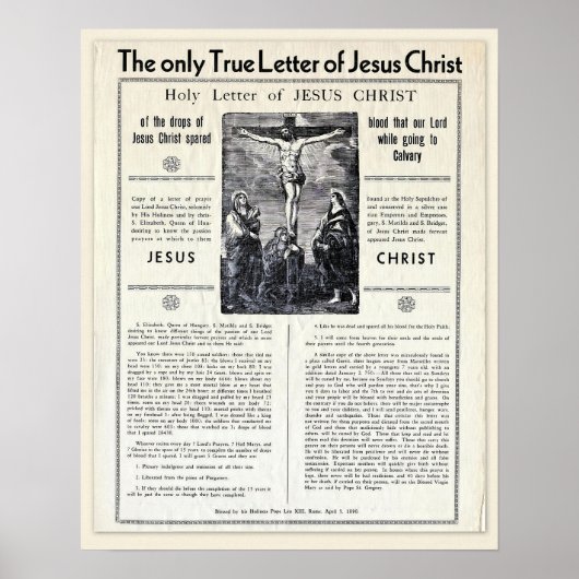 Poster La Seule Vraie Lettre de Jésus-Christ (Devant)