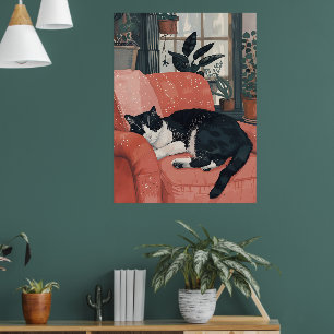 Poster La sieste tropicale : Chat douillet dans la Jungle